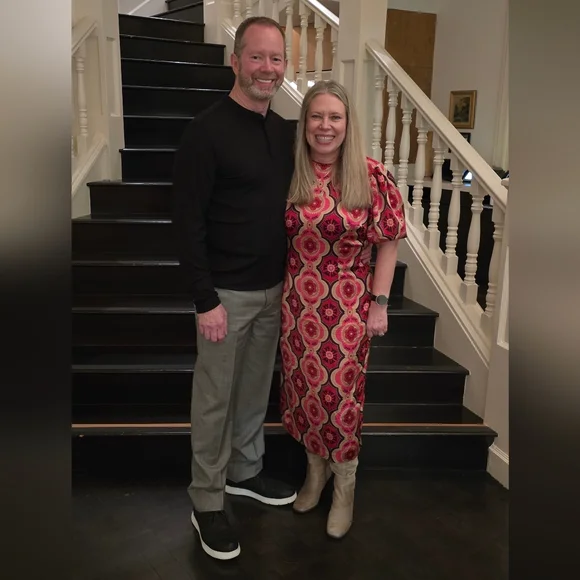 Ann Taylor Patterned Red and Pink Midi Dress - Picture 3 of 11